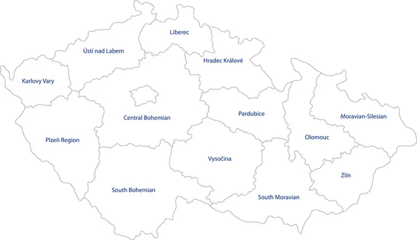 República Checa Mapa — Vetor de Stock