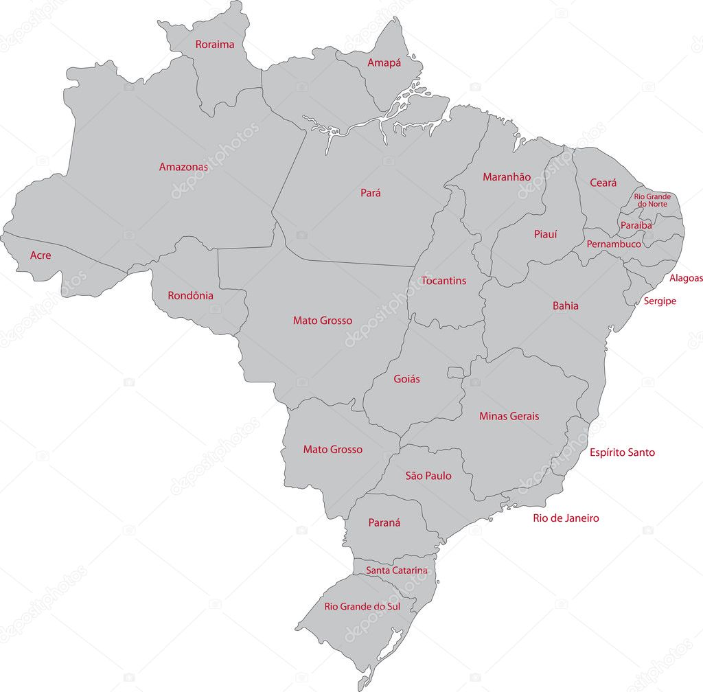 Grey Brazil map