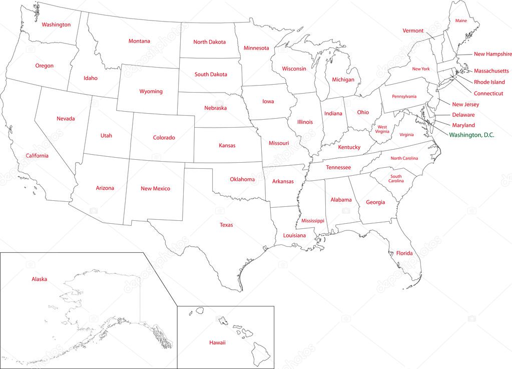 Outline USA map