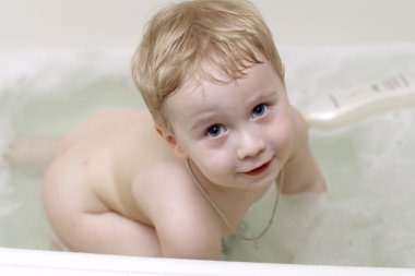 Boy in tub clipart