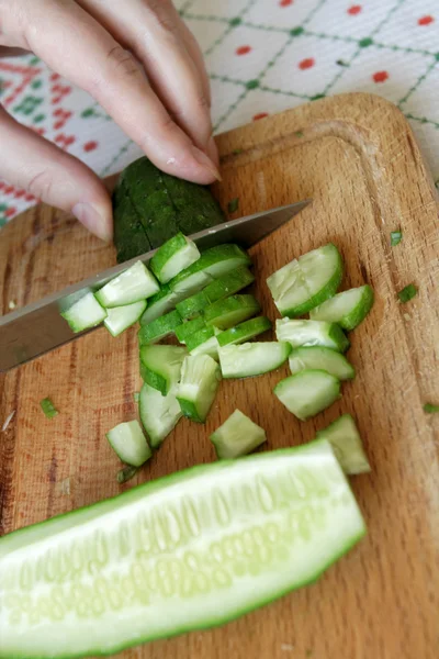 Cutting of cucumber — Stock Photo, Image