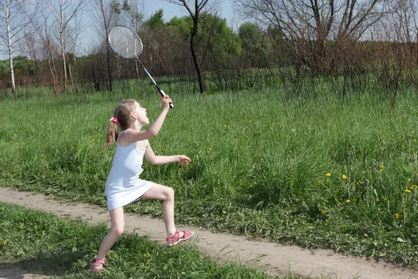 Little badminton player — Stock Photo, Image