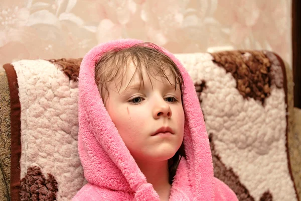 Girl in dressing gown — Stock Photo, Image
