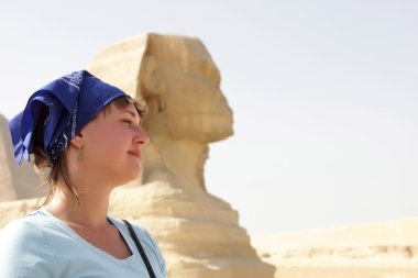 Woman and great Sphinx clipart