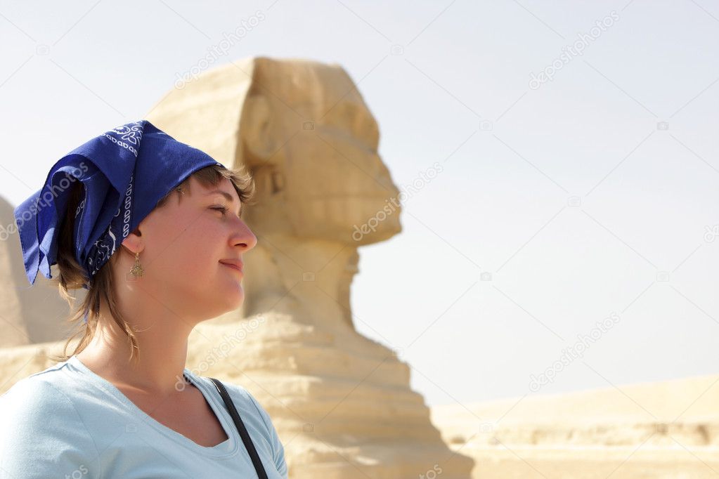 Woman and great Sphinx