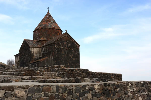 Church on little peninsula in Sevan — Stock Photo, Image