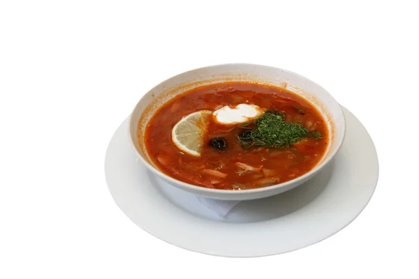 stock image Soup plate with solyanka