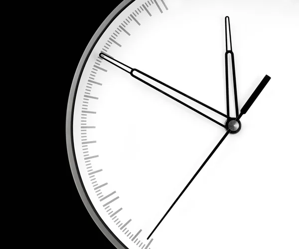 Zegar ścienny, na białym tle na czarnym tle — Zdjęcie stockowe