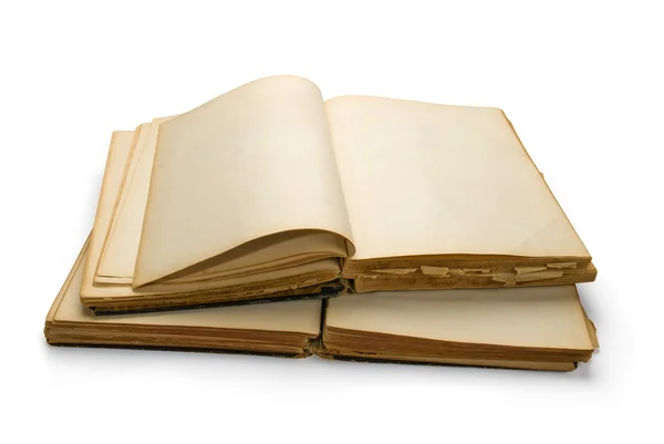 Abrir libro antiguo con páginas en blanco, isol — Foto de Stock