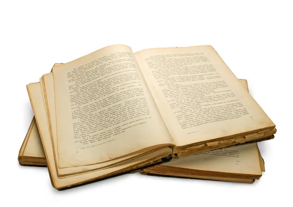Offenes antikes Buch, isoliert auf weißem Grund — Stockfoto