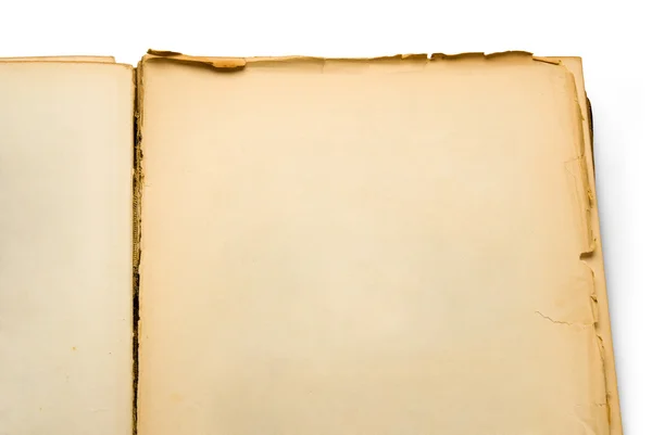 Open ancient book with blank pages, isol — Stock Photo, Image
