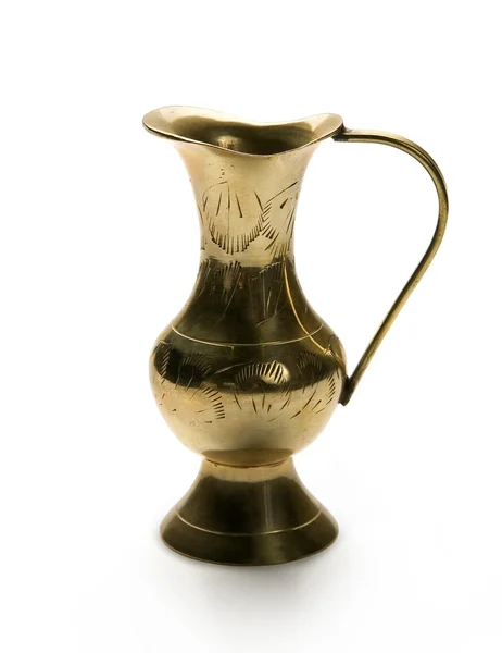 Ancient bronze jug, isolated on white ba — Stock Photo, Image