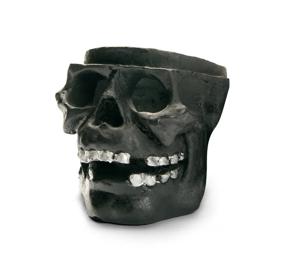 Black skull, isolated on white backgroun — Stock Photo, Image