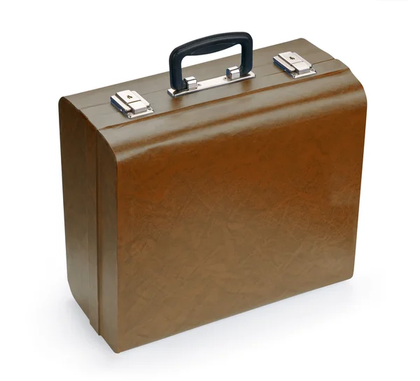 stock image Brown suitcase, isolated on white backgr