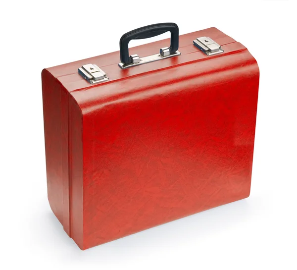 Red suitcase, isolated on white backgrou — Stock Photo, Image