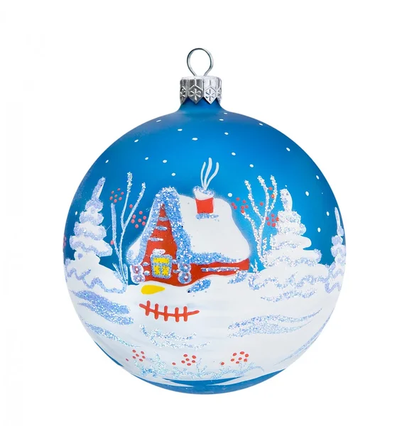 Boże Narodzenie niebieski piłka, na białym tle na b biały — Zdjęcie stockowe