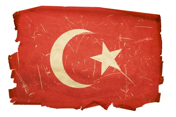 Turkije vlag oud, geïsoleerd op witte backg — Stockfoto