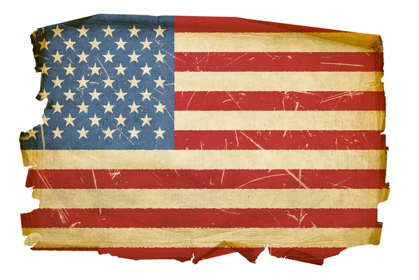 Bandera de los Estados Unidos vieja, aislada en el blanco — Foto de Stock
