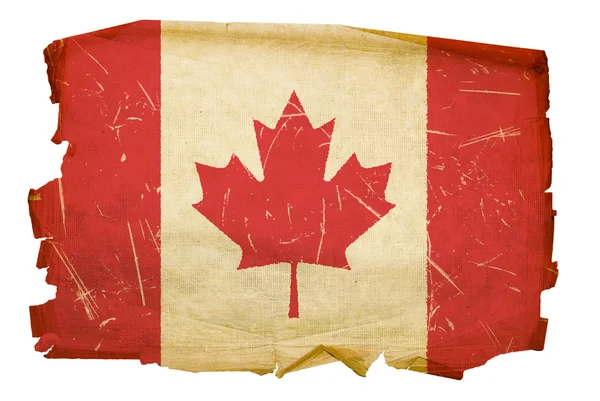 古いカナダの旗の分離の白い背景に隠れて — ストック写真