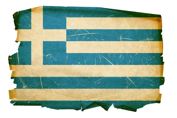 Greece Flag old, isolated on white backg — Stock Photo, Image