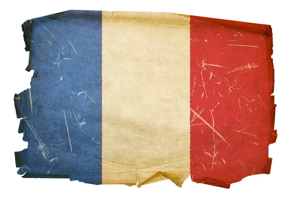 古いフランスの旗の分離の白い背景に隠れて — ストック写真