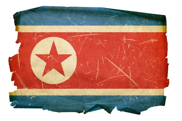 Northern Korea Flag old, isolated on whi — Stock Photo, Image
