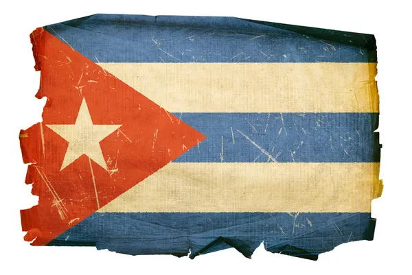 Kubanische Fahne alt, isoliert auf weißem Hintergrund — Stockfoto
