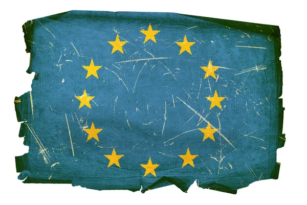 古いヨーロッパの旗の分離の白い背景に隠れて — ストック写真