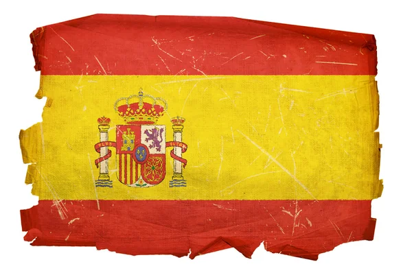 Spanien Fahne alt, isoliert auf weißem Backgr — Stockfoto