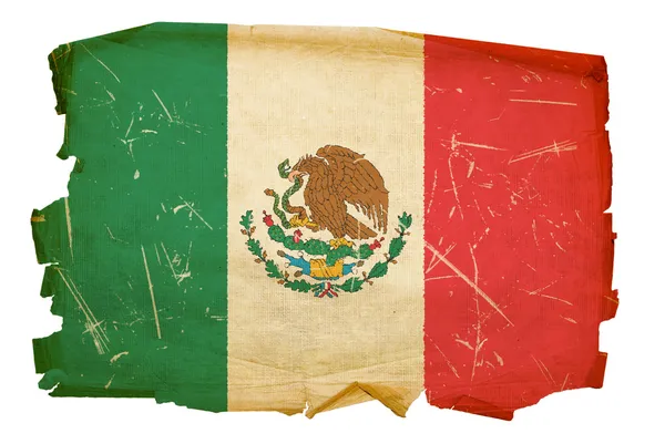 Mexico Flag old, isolated on white backg — Stock Photo, Image