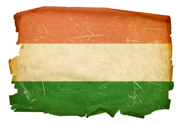 Ungern flagga gamla, isolerade på vit baksida — Stockfoto
