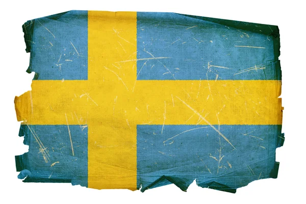 Флаг Швеции старый, изолированный на белом фоне — стоковое фото
