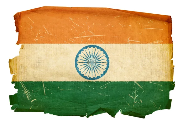 오래 된 인도 깃발에 고립 된 화이트 backgr — 스톡 사진