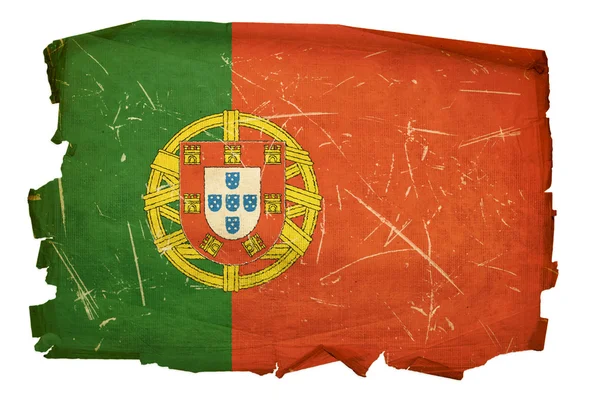 Portugal Flag old, isolated on white bac — Stock Photo, Image