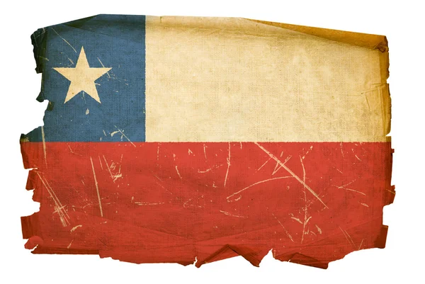 Bandera de Chile vieja, aislada sobre fondo blanco — Foto de Stock