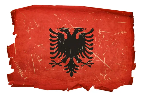 Σημαία της Αλβανίας παλιά, απομονωμένα σε λευκό πίσω — Φωτογραφία Αρχείου