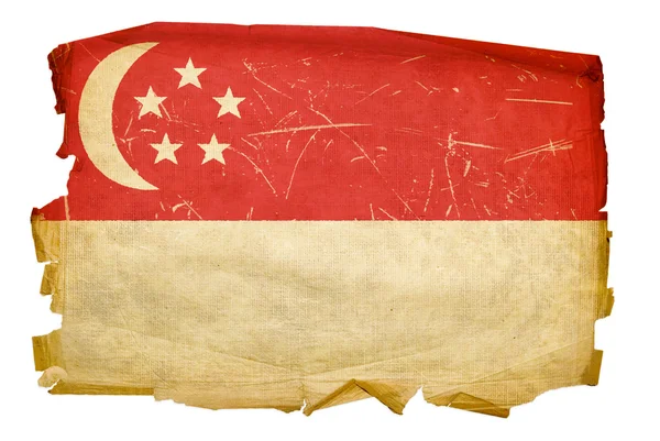 Singapur vlajky staré, izolované na bílém ba — Stock fotografie