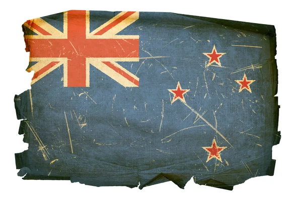 Bandera de Nueva Zelanda vieja, aislada en blanco — Foto de Stock