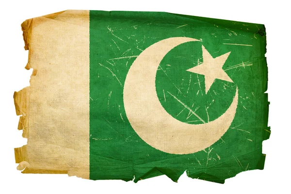 Bandera de Pakistán vieja, aislada en bac blanco — Foto de Stock