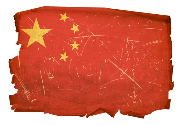 China vlag oud, geïsoleerd op witte backgr — Stockfoto