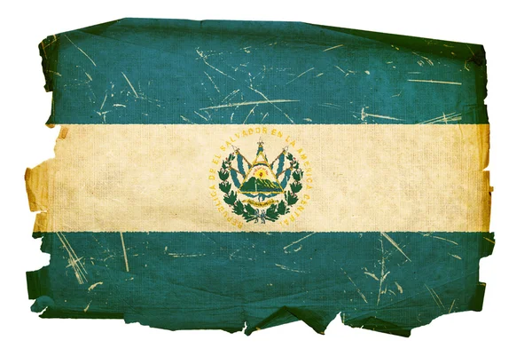 El Salvador Bandiera vecchia, isolata su bianco — Foto Stock