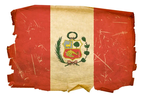 Peru Flag old, isolated on white backgro — Stock Fotó
