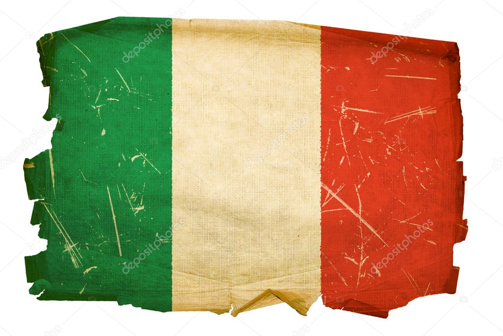 Italy Flag old, isolated on white backgr