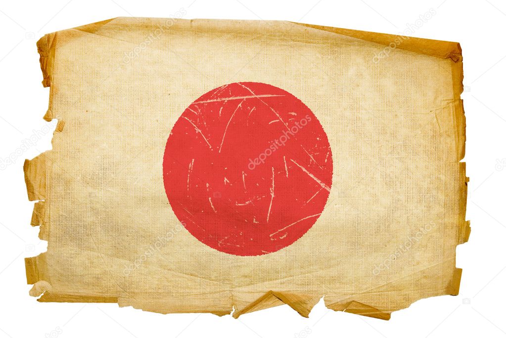 Japan Flag old, isolated on white backgr