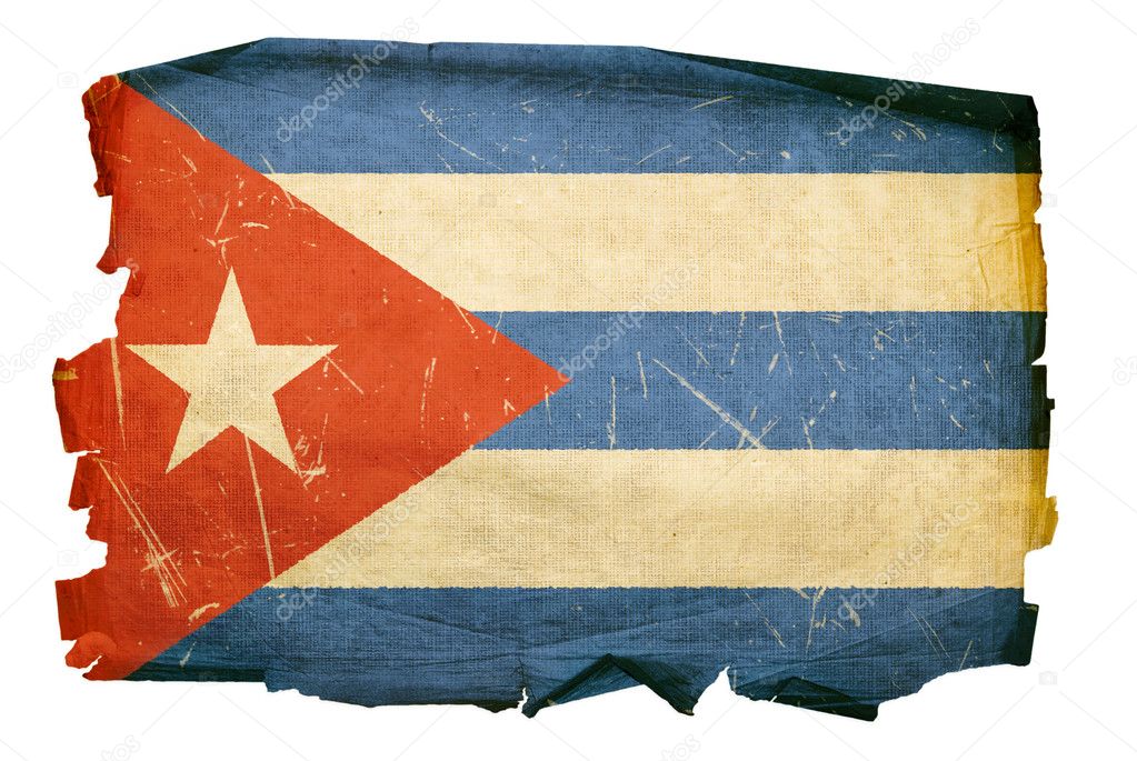 Cuba Flag old, isolated on white backgro