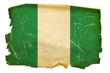 Nigeria Flag old, isolated on white back clipart