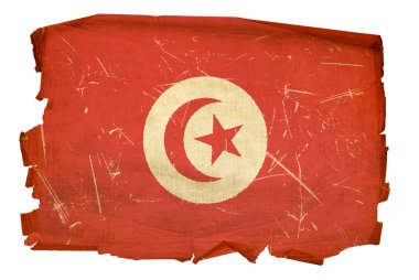 Tunus bayrağı eski, izole üzerinde beyaz arka