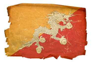 Bhutan bayrağı eski, izole üzerinde beyaz backg
