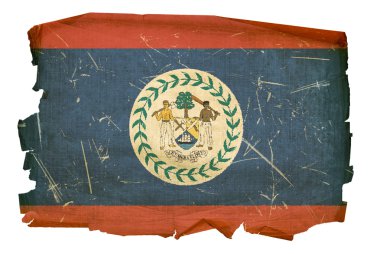 Belize bayrağı eski, izole üzerinde beyaz backg