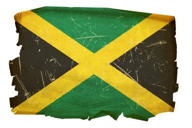 Jamaika bayrağını eski, izole üzerinde beyaz arka
